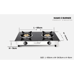Greenchef NAMO Series Glass Manual Gas Stove | 2 Burners