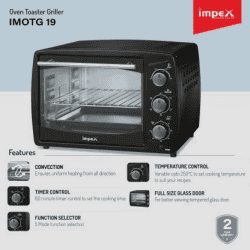 IMPEX IMOTG 19 Convection Oven Toaster Grill | 19-Litre | Black