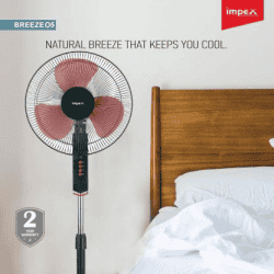 IMPEX Breeze O5 Pedestal Fan | 400 mm | 3 Blade | Black