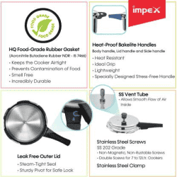 IMPEX ECO Induction Bottom Pressure Cooker | 5 L | Aluminium