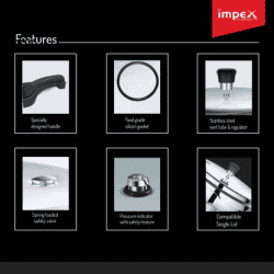 IMPEX EP 5 5 L Induction Bottom Pressure Cooker | Stainless Steel
