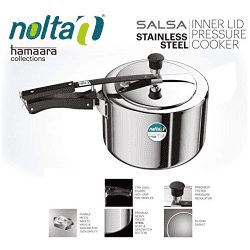 Nolta Stainless Steel Inner Lid Pressure Cooker | Salsa | 3 Ltr | Silver