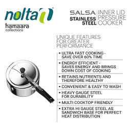 Nolta Stainless Steel Inner Lid Pressure Cooker | Salsa | 3 Ltr | Silver