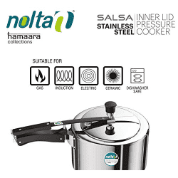 Nolta Stainless Steel Inner Lid Pressure Cooker | Salsa | 3 Ltr | Silver