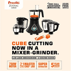 Preethi Zodiac Cosmo MG 236 750 Juicer Mixer Grinder | 5 Jars | Black
