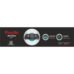 Preethi Zeal Glass Manual Gas Stove | 2 Burners