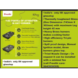 Preethi Zeal Glass Manual Gas Stove | 2 Burners