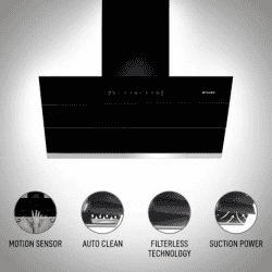 Faber Hood Zenith Auto Clean Wall Mounted Chimney | 1350 CMH | Black | FL SC AC BK 90