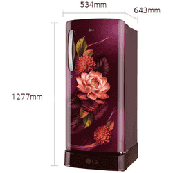 LG Direct Cool Single Door Refrigerator with Base Drawer | 185 L | 5 Star | Red Water lily | GLD1956ZARW