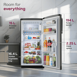Godrej Single Door Refrigerator | 185 L |  5 Star | Fossil Steel | RD EMARVEL 215EN THI FS ST