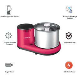 Havells Alai Wet Grinder | 150 W | 2 L | Pink & Silver