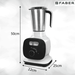Faber 800W Mixer Grinder with 3 Stainless Steel Jar FMG Candy 800 3J BW | White