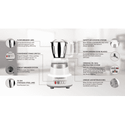 Panasonic 600 Watts 3 Jars Mixer Grinder Child Lock MX-AV325 | Marble Silver