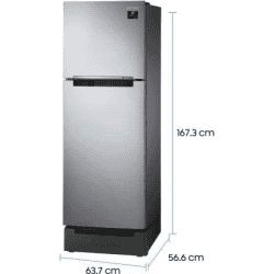 SAMSUNG 253 L Frost Free Double Door 3 Star Refrigerator with Base Drawer-RT28T3123SL/HL | EZ Clean Steel