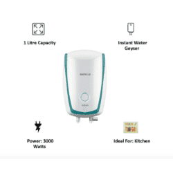 Havells Instanio 1-Litre Instant Geyser | White, Blue