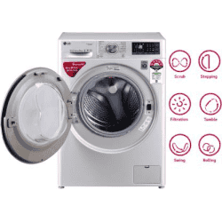 LG 8 kg 5 Star Fully Automatic Front Load with In-built Heater-FHT1408ZWL | Silver