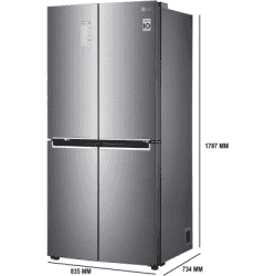 LG 594 L Frost Free Side by Side Refrigerator with Four Door | Shiny Steel | GC-B22FTLPL