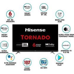 Hisense A73F -139 cm (55 inch) -Ultra HD (4K) LED Smart Android TV with 102W JBL 6 Speakers-Atmos-55A73F | black