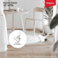 IMPEX VC 4706 Portable Handheld Vacuum Cleaner-Hand-held Vacuum Cleaner | White