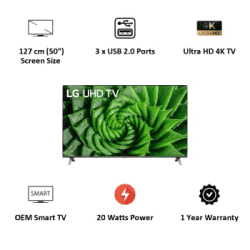 LG 164 cm | 65 inches | 4K Ultra HD Smart IPS LED TV 65UN8000PTA-Ceramic Black