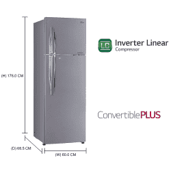 LG 360 Litres 3 Star Frost Free Inverter Double Door Refrigerator | GL-T402JPZ3 | Grey