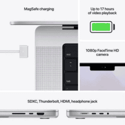 APPLE Macbook Pro M1 Pro Chip | 8-core CPU and 14-core GPU |  M1 Pro | 16 GB/512 GB SSD/Mac OS Monterey | MKGR3HN/A | Silver