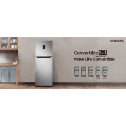 SAMSUNG 478 L Frost Free Double Door 3 Star Convertible Refrigerator | RT49R633ESL/TL | EZ Clean Steel | Silver