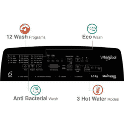 Whirlpool 6.5 kg With Hard water wash Fully Automatic Top Load with In-built Heater Grey | STAINWASH PRO H 6.5 | SHINY GREY