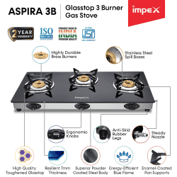 Impex Aspira 3B Glasstop Gas Stove