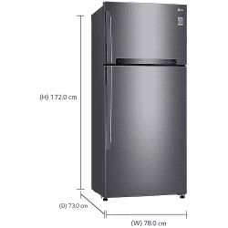 LG 547 L 3 Star Frost Free Double Door Refrigerator| GN H702HLHQ APZQEBN | Inverter Compressor | Platinum Silver
