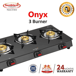 Sunblaze Onyx Glass Top 3 Brass Burner Gas Stove