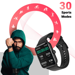 Fire-Boltt Ninja Bluetooth Calling Smartwatch | SpO2 | Heart Rate Monitoring & AI Voice Assistant | Free Size | BLACK
