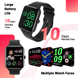 Fire-Boltt Ninja Bluetooth Calling Smartwatch | SpO2 | Heart Rate Monitoring & AI Voice Assistant | Free Size | BLACK