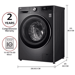 LG 10.5 Kg / 7.0 Kg Inverter Wi-Fi Washer Dryer | FHD1057STB | In-built Heater | Black