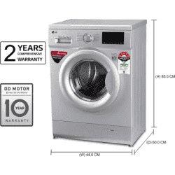 LG 7 kg Fully Automatic Front Load with In-built Heater | FHM1207ADL | Silver