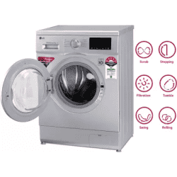 LG 7 kg Fully Automatic Front Load with In-built Heater | FHM1207ADL | Silver