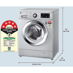 LG 8.0 Kg 5 Star Inverter Touch Control Fully-Automatic Front Load Washing Machine with Heater | FHM1408BDL | Silver