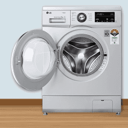 LG 8.0 Kg 5 Star Inverter Touch Control Fully-Automatic Front Load Washing Machine with Heater | FHM1408BDL | Silver