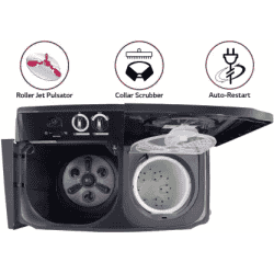 LG 11 kg with Roller Jet Pulsator Soak and Smart Filter Semi Automatic Top Load | P1155SKAZ | Black