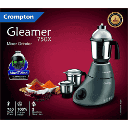 Crompton Greaves Crompton Gleamer 750-Watt Mixer Grinder | GLEAMER750X3J | Grey Black