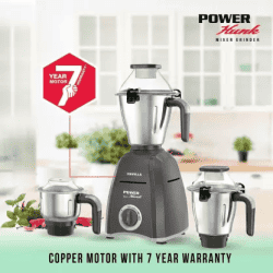 HAVELLS Power Hunk 800 W Mixer Grinder | 3 Jars | Grey