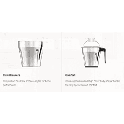 Havells Hydro 750 watt Mixer Grinder with 3 Wider mouth Stainless Steel Jar | Black