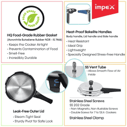 Impex Norma 3 L Non-Induction Base Aluminum Pressure Cooker with Outer Lid | Silver