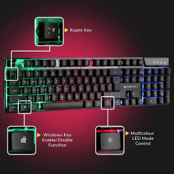 Zebronics Zeb-War Gaming Keyboard and Mouse Combo with Gold plated USB | Multi color LED with 4 modes
