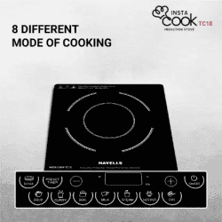 HAVELLS Insta Cook TC 18 Induction Cooktop | 1800 Watt | Touch Panel | Black