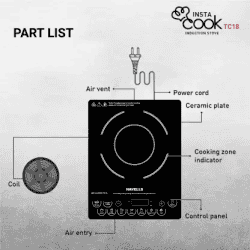 HAVELLS Insta Cook TC 18 Induction Cooktop | 1800 Watt | Touch Panel | Black