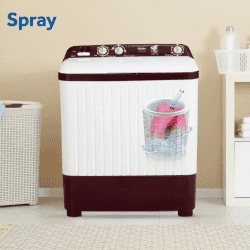 Haier 6.5 kg Semi Automatic Top Load | HTW65-187BO | White, Maroon