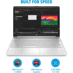 HP Ryzen 5 Hexa Core 5500U | 8 GB/512 GB SSD/Windows 11 Home |15s- eq2144au | Thin and Light Laptop | 15.6 inch | Natural Silver