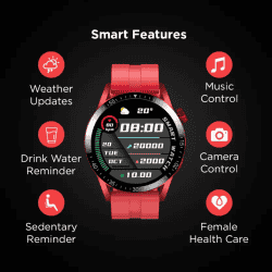 Fire-Boltt Talk Pro Bluetooth Calling Smartwatch | Free Size| Red Strap
