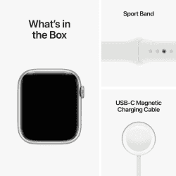 Apple Watch | MP6N3HN/A |Series 8 |  45 mm | Silver Aluminum Case with White Sport Band | GPS